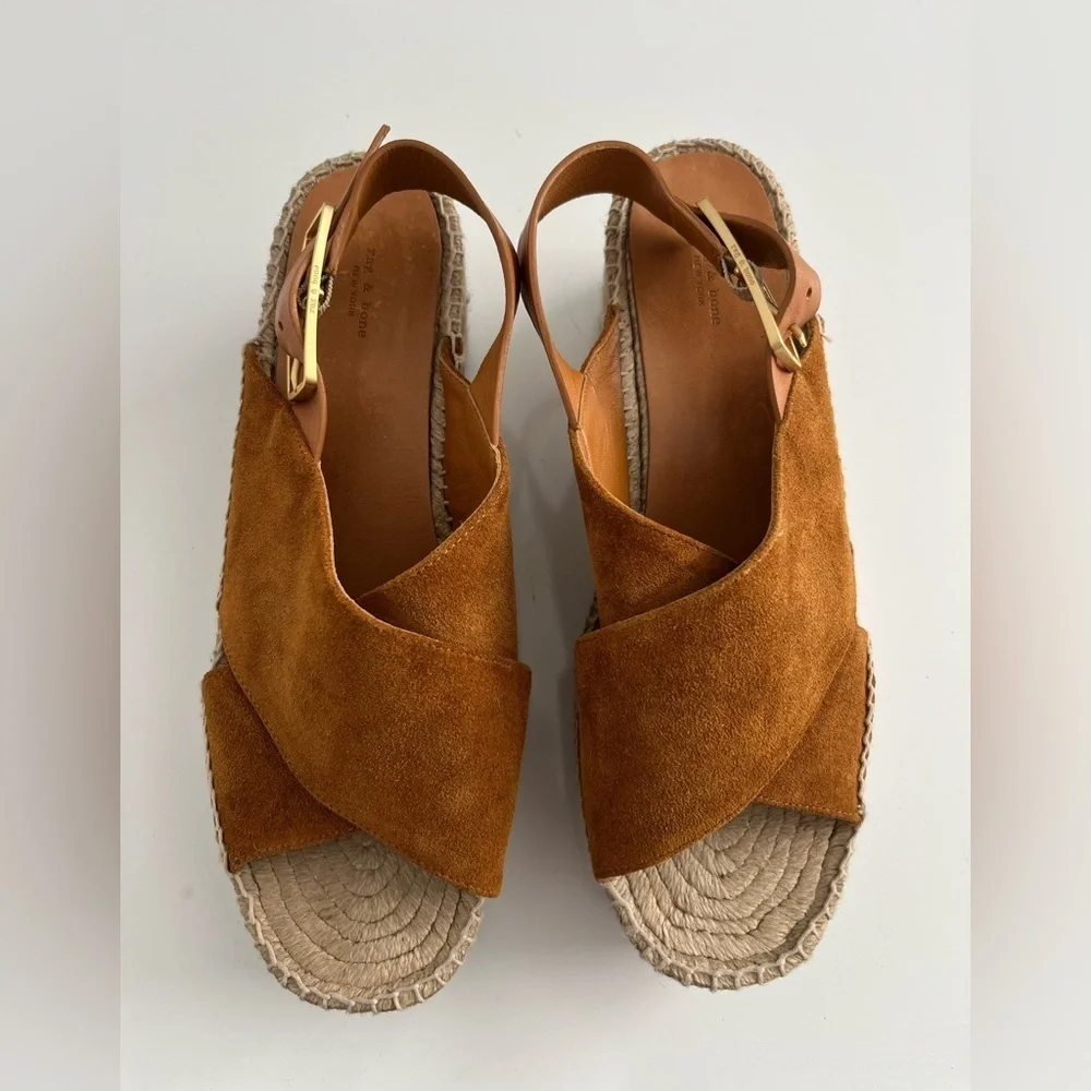rag & bone Tan Suede Wedge Sandals